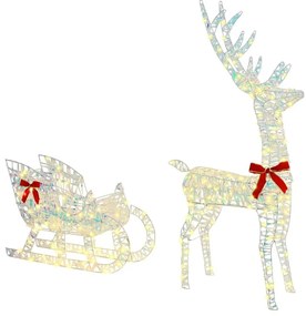 vidaXL Trenó Puxado por Rena Branco quente 70 x 26 x 129 cm PET