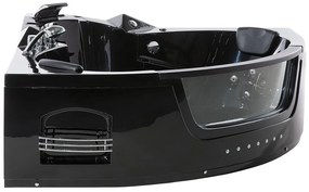 Banheira de hidromassagem de canto em acrílico preto com LED 198 x 144 cm MARTINICA Beliani