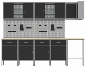 Conjunto de Armário e Painel de Ferramentas com 12 Peças vidaXL Preto