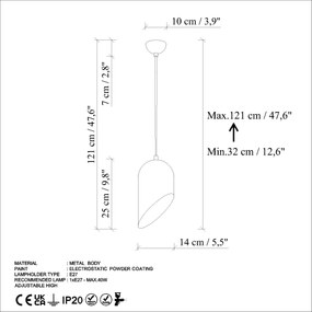 Candeeiro de Teto Kesık – Turquesa – Ø14 h:25 cm