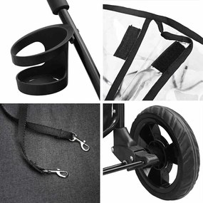 Carrinho de Pet Dobrável Preto 78 x 54 x 101 cm Tecido Oxford