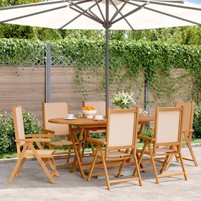 vidaXL Cadeiras jardim reclin. 6 pcs tecido e madeira maciça bege