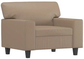 Poltrona com apoio de pés 60 cm couro artificial cappuccino