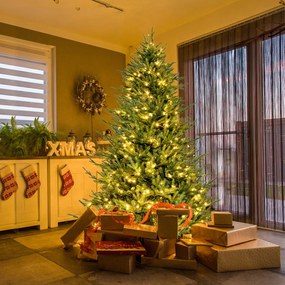 Árvore de Natal artificial de 183 cm com 280 luzes LED brancas quentes 788 pontas de ramos em PE e PVC Verde