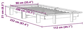 Cama sem colchão 90x200 cm pinho maciço castanho-mel