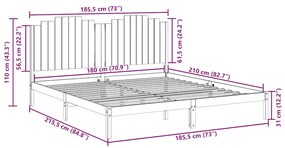 Cama extra longa sem colchão 180x210 cm madeira maciça