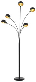Candeeiro de pé alto 200 cm 5 x E14 preto e dourado