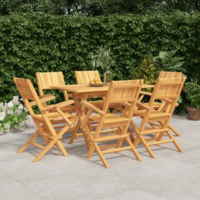 vidaXL Conjunto de jantar para jardim 7 pcs madeira de teca maciça
