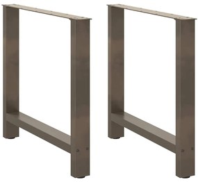 Pés para mesa de jantar em aço natural, 2 peças, 80x (72-73) cm, aço