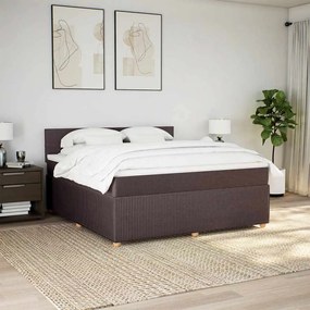 Cama com molas/colchão 180x200 cm tecido castanho-escuro