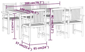 7 pcs conjunto de jantar para jardim madeira de acácia maciça