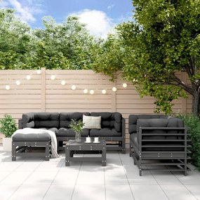vidaXL 7 pcs conjunto lounge de jardim pinho maciço cinza