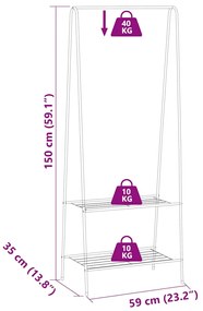 Suporte para roupas 59x35x150 cm preto