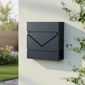 Caixa de correio 37 x 10,5 x 37 cm com compartimento para jornais, janela de visualização antracite