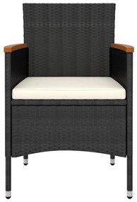 5 pcs conjunto lounge de jardim vime PE preto