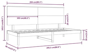 Sofá-cama sem colchão 90x200 cm madeira de pinho maciça branco