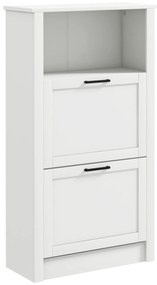 HOMCOM Sapateira Estreita com 2 Portas Sapateira para Entrada com Prateleiras Ajustáveis e Compartimento Aberto para 10 Pares de Sapatos 58x24x105 cm Branco