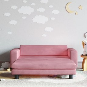 vidaXL Sofá infantil com apoio de pés 100x50x30 cm veludo rosa