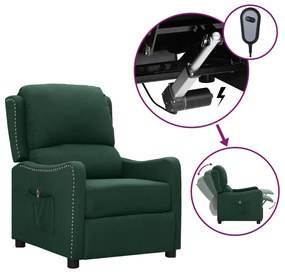 vidaXL Poltrona elétrica reclinável tecido verde-escuro