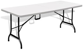 vidaXL Mesa de jardim dobrável 180x75x74 cm PEAD branco