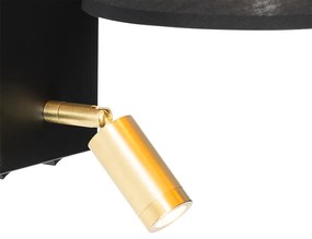LED Moderno candeeiro de parede preto e dourado com candeeiro de leitura - Renier Moderno