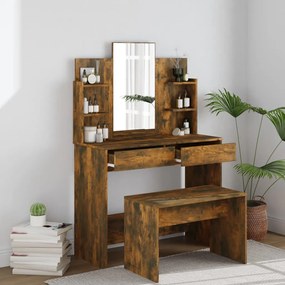 vidaXL Conjunto toucador 96x40x142 cm cor carvalho fumado