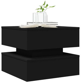 Mesa de centro com luzes LED 50x50x40 cm preto