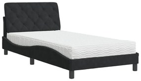 Cama com colchão 100x200 cm veludo preto