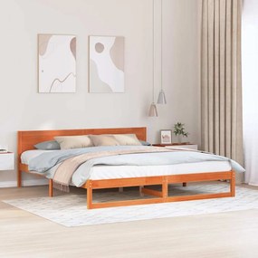 vidaXL Estrutura da Cama com cabeceira Marrom Cera 180 x 200 cm