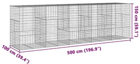 Cesto gabião com cobertura 500x100x150 cm ferro galvanizado