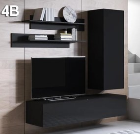 Conjunto de Móveis de Sala Ruivães – 1,6 m – Modular em Preto com Móve