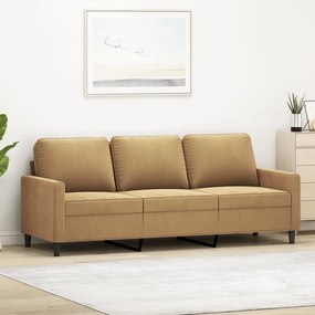 vidaXL Sofá de 3 lugares 180 cm veludo castanho