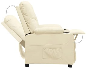 Poltrona reclinável couro artificial cor creme