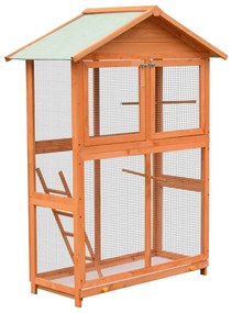 vidaXL Gaiola para pássaros 125,5x59,5x164 cm pinho e abeto maciços