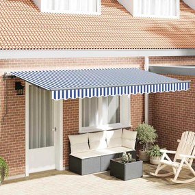 vidaXL Toldo Retrátil Azul e Branco e Antracite