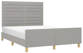 Estrutura de cama sem colchão 140x200 cm tecido cinzento-claro