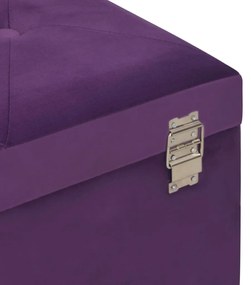 Banco com compartimento de arrumação 80 cm veludo roxo