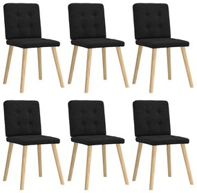 Cadeiras de jantar 6 pcs tecido preto