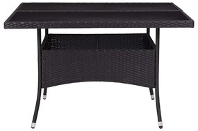 Mesa de jantar para exterior vime PE e vidro preto