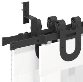 Kit de ferragens para porta deslizante 366 cm aço preto