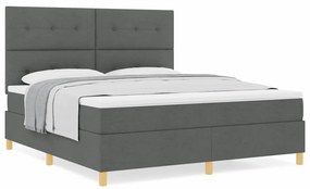 Cama Box Spring com Colchão Cinza Escuro Tecido