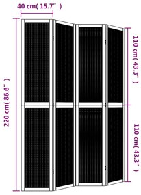Biombo c/ 4 painéis madeira de paulownia maciça castanho