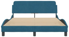 Estrutura de cama com cabeceira 140x190 cm veludo azul