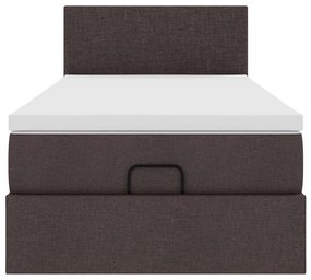 Cama otomana com colchão 100x200 cm tecido castanho escuro