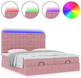 Estrutura de cama otomana com colchões 180x200 cm veludo rosa