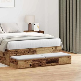 gavetas de cama vidaXL madeira antiga 120x36,5x16,5 cm madeira engenheirada