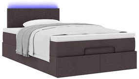 Cama otomana com colchão 120x200 cm tecido castanho escuro