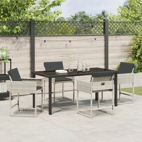Conjunto de Jantar de Jardim vidaXL de 5 Peças com Almofadas em Rattan