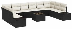 Conjunto de Sofá de Jardim de 10 Peças com Almofadas Marrons em Rattan