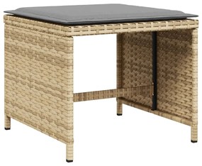 11 pcs conj. jantar jardim c/ almofadões vime PE bege misturado